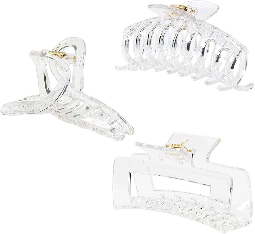 Clear Claw Clips for Thick/Fine/Thin Hair, Strong Holding Large Jaw Polycarbonate Clips for Women... | Amazon (US)