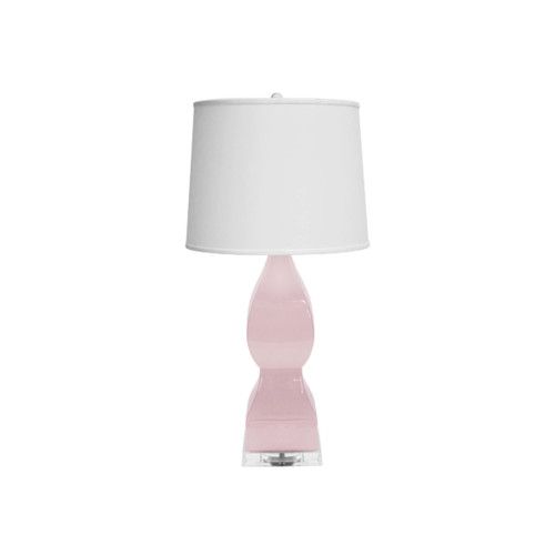 Worlds Away Gwyneth Ceramic Table Lamp with White Linen Shade in Blush | Gracious Style