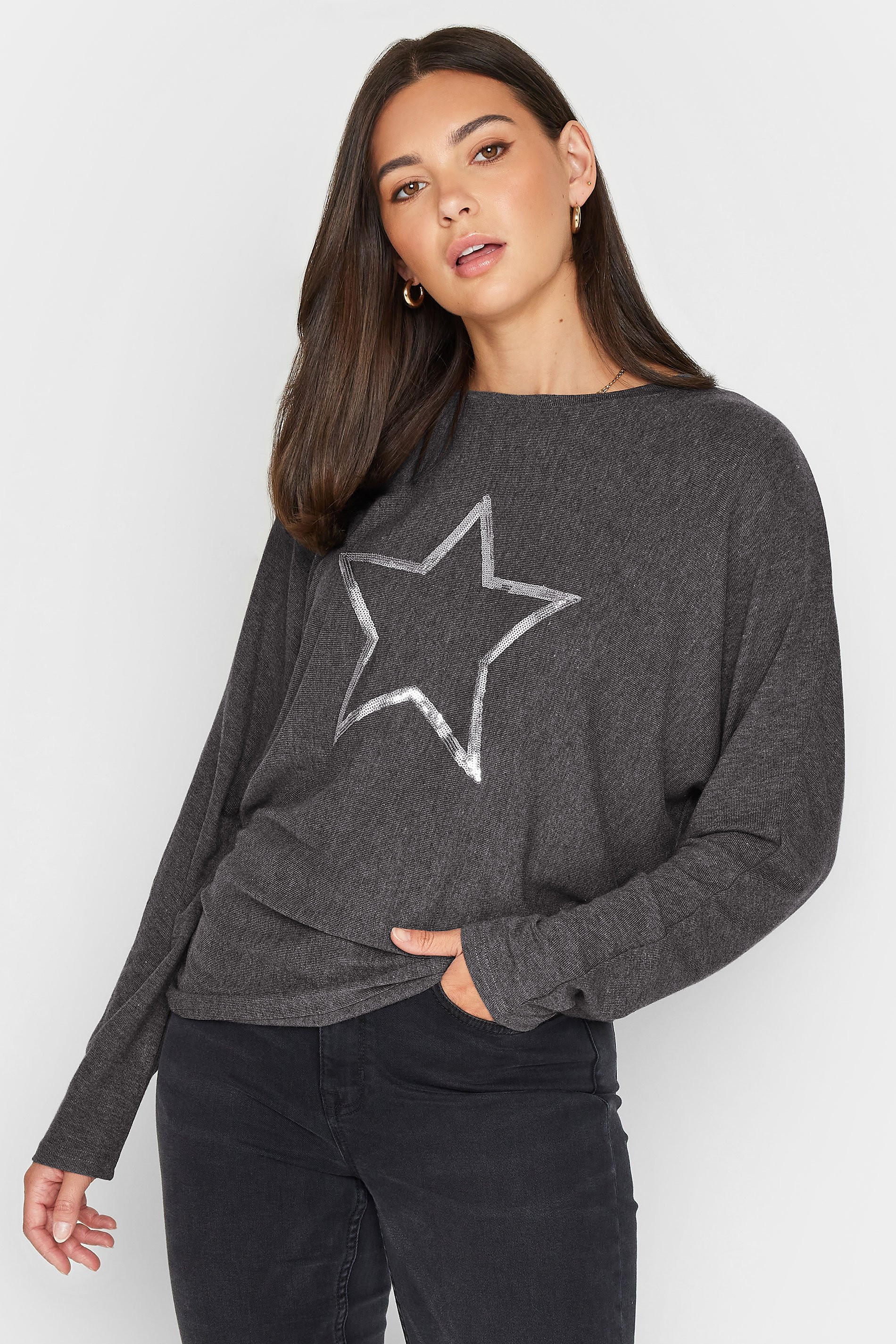 LTS Tall Grey Star Print Jumper | Long Tall Sally
