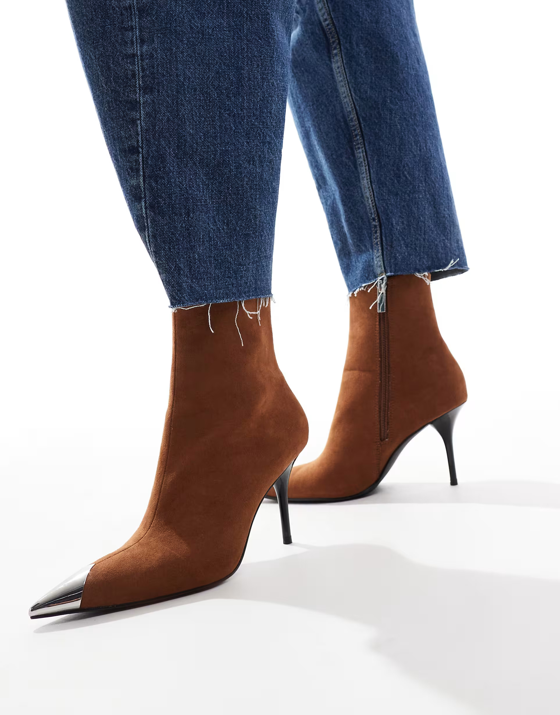 ASOS DESIGN Ellis toe cap high-heeled boot in tan | ASOS (Global)