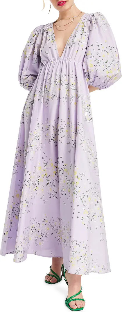 ASOS DESIGN Floral Print Puff Sleeve Cotton Dress | Nordstrom | Nordstrom