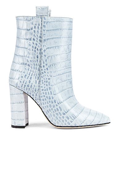 Paris Texas Moc Croco Ankle Boot in Light Blue - Black. Size 37 (also in 36.5). | FWRD 