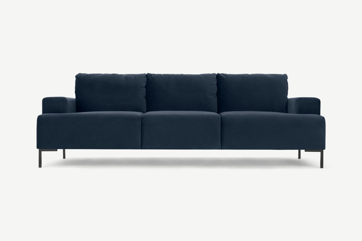Frederik 3 Seater Sofa, Ocean Blue Velvet | Made.com UK