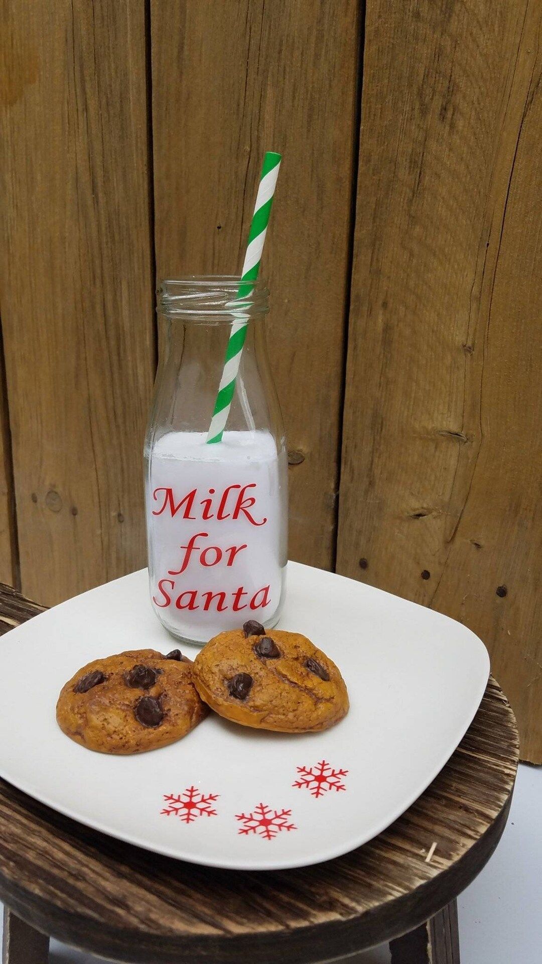 faux milk and cookies, fake milk and cookies for Santa, fake milk, fake chocolate chip cookies, disp | Etsy (US)