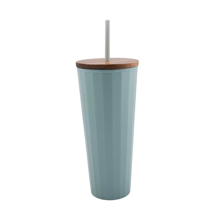 Mainstays 30-Ounce Eco-Friendly Plastic Textured Tumbler with Wood Lid, Mint Green | Walmart (US)