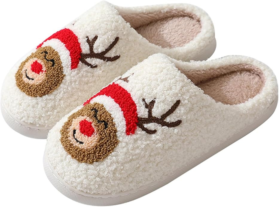 Christmas Slippers Reindeer Slippers for Women and Men Holiday Halloween Slippers Indoor Bedroom ... | Amazon (US)