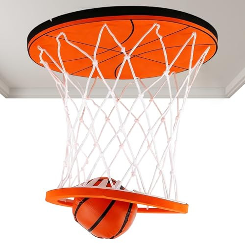 Hanging Indoor Basketball Hoop for Ceiling - No Tools Needed, Includes Soft Rubber Ball, Mini Basketball Game for Bedroom, Office, Game Room, Stress Relief & Fun for Kids & Adults | Amazon (US)