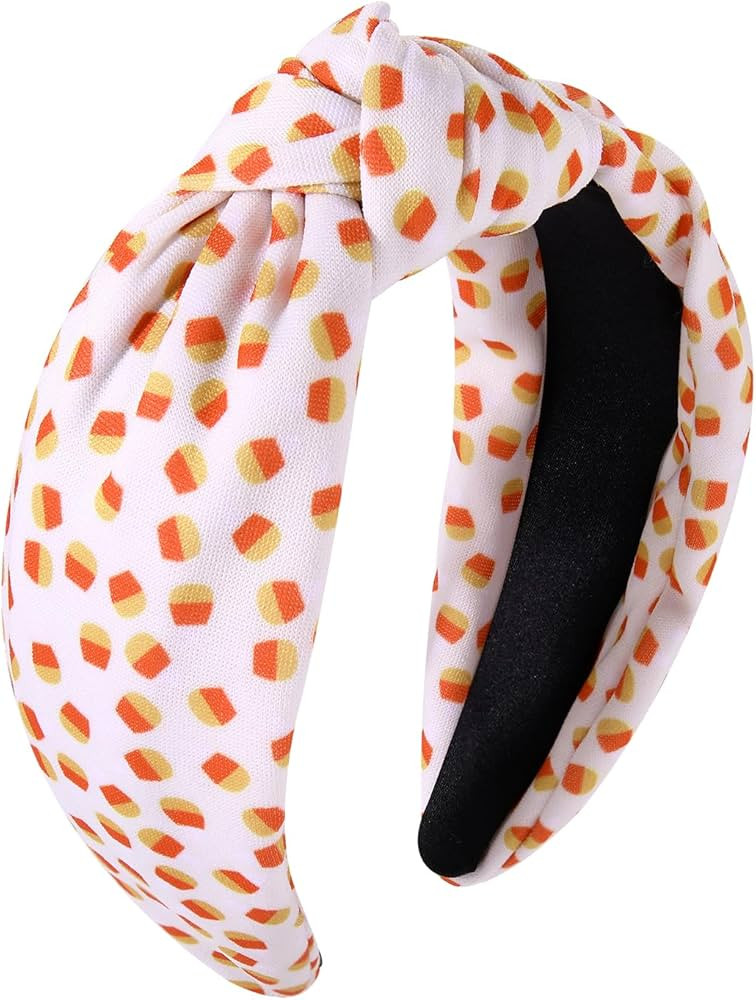 ZITULRY Halloween Knotted Headbands for Women Candy Corn Cat Blood Splatter Printed Wide Top Knot... | Amazon (US)