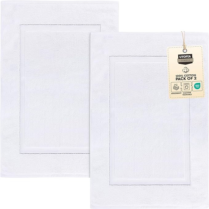 Utopia Towels Cotton Banded Rug, Bath Mats, Not a Bathroom Rug, 21 by 34 Inches, 100% Ring Spun C... | Amazon (US)