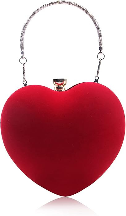 Suede Clutch Bags for Women Wedding prom bags ladies heart-shaped evening crossbody Handbag | Amazon (UK)