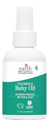 Earth Mama Calendula Baby Oil | Massage Oil for Newborn Skin Care, Dry Skin & Scalp Moisturizer, Fragrance Free, 4-Fluid Ounce | Amazon (US)