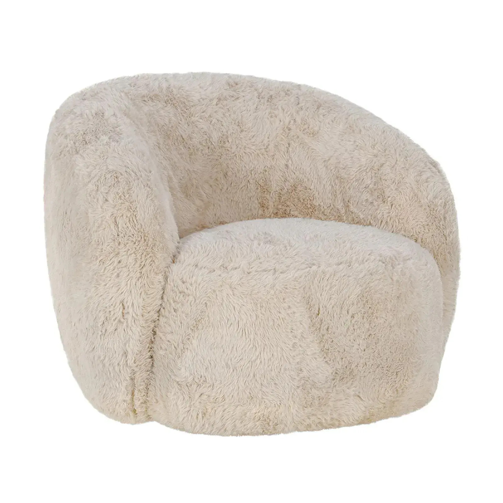 Ivory Fur Swivel Club Chair | Chairish