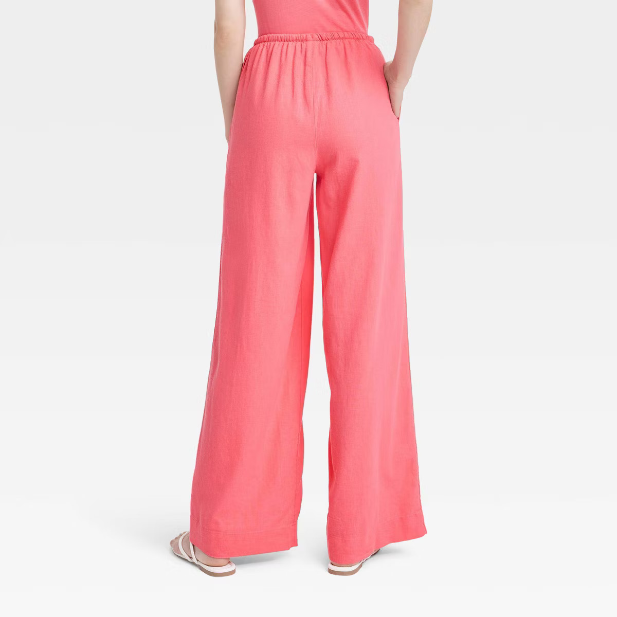 Women's High-Rise Wide Leg Linen Pull-On Pants - A New Day™ | Target