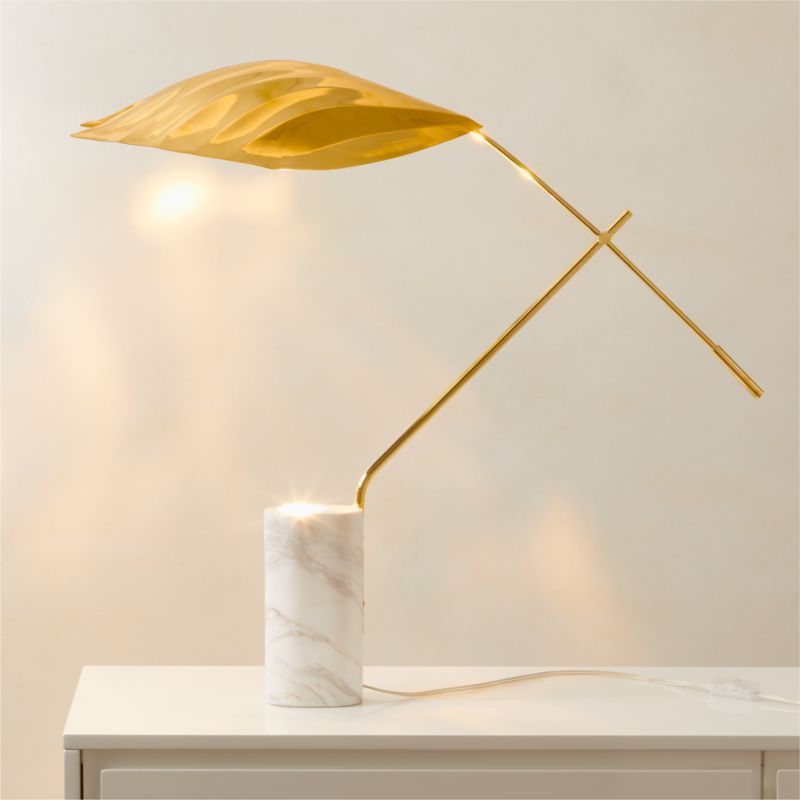 Zel Marble Table Lamp with Brass Shade + Reviews | CB2 | CB2