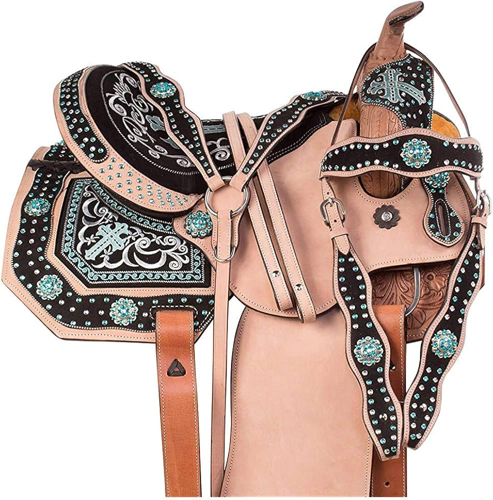 Genuine Leather Western Horse Tack Barrel Gaited Pleasure Trail Saddles with Tack Set | Amazon (US)