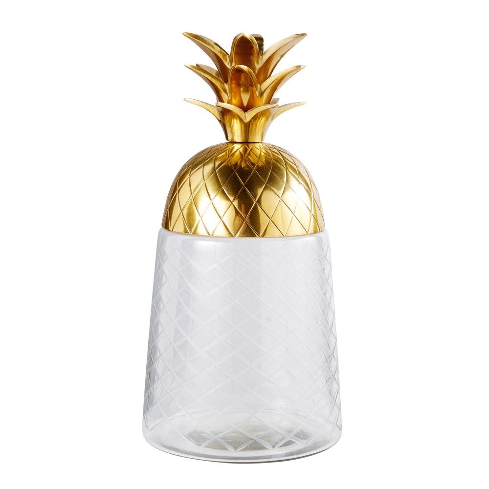 Boîte ananas en verre ciselé et métal doré | Maisons du Monde FR