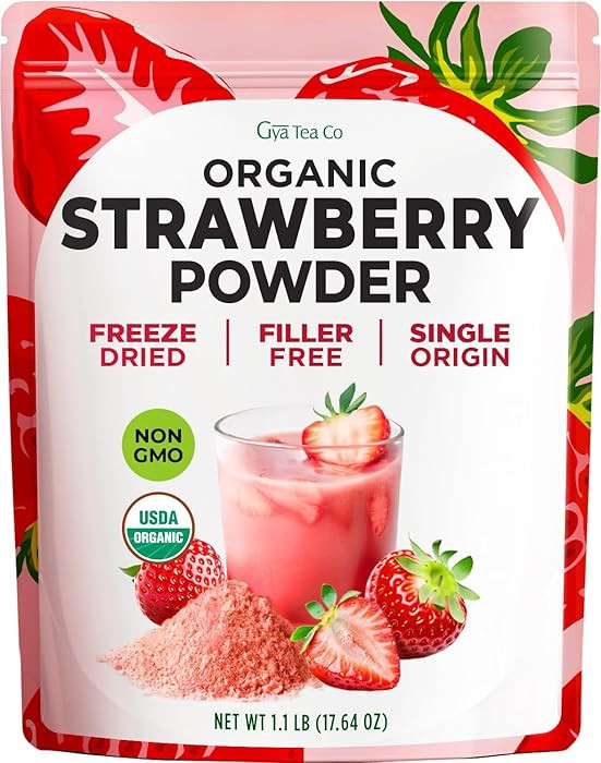 Gya Tea Co Organic Freeze Dried Strawberry Powder 1.1 lb (17.64 oz) - No Sugar Added, Non GMO, Gl... | Amazon (US)