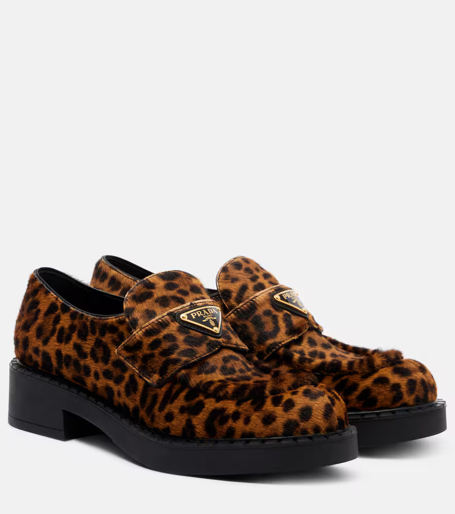 Prada Chocolate leopard-print calf hair loafers | Mytheresa (US/CA)