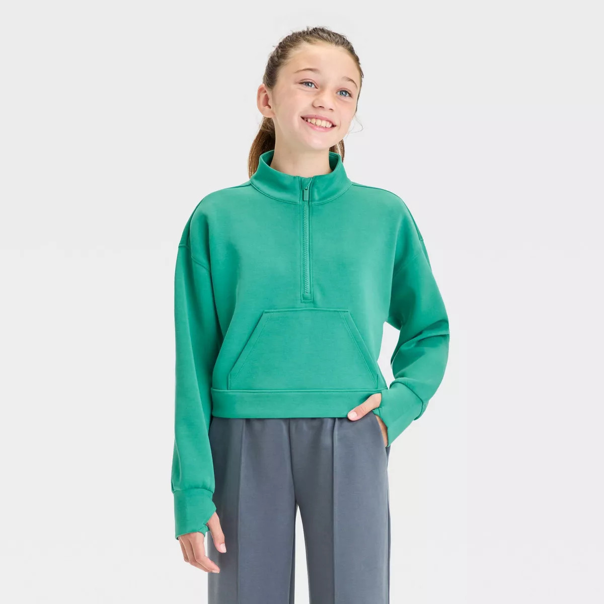 Girls' Airy Sleek 1/2 Zip Pullover Sweatshirt - All In Motion™ | Target