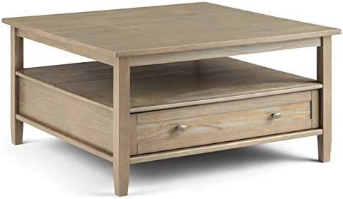 SIMPLIHOME Warm Shaker SOLID WOOD 36 inch Wide Square Transitional Coffee Table in Distressed Gre... | Amazon (US)