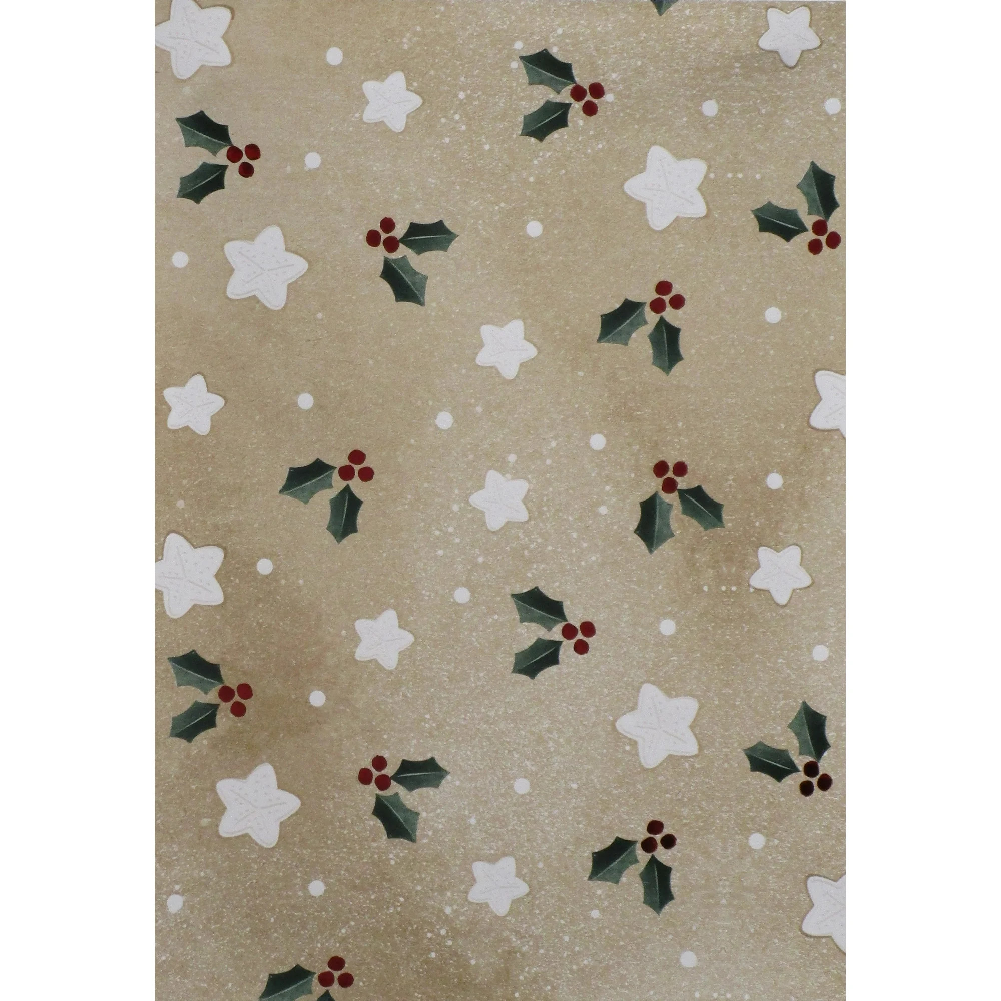 Beige Holly and Stars Premium Christmas Wrapping Paper, 25 sq ft, by Holiday Time | Walmart (US)