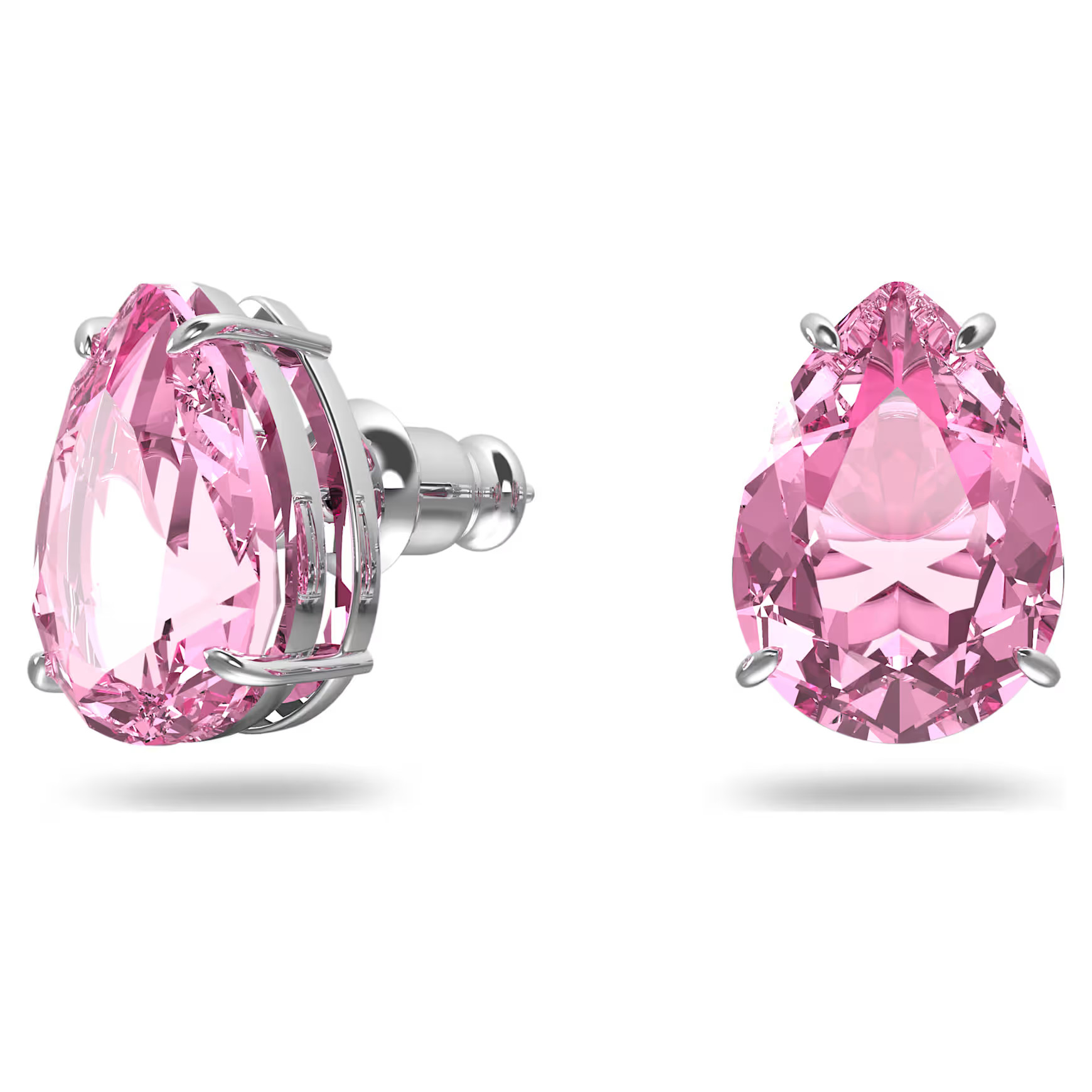 Gema stud earrings, Drop cut, Pink, Rhodium plated by SWAROVSKI | SWAROVSKI