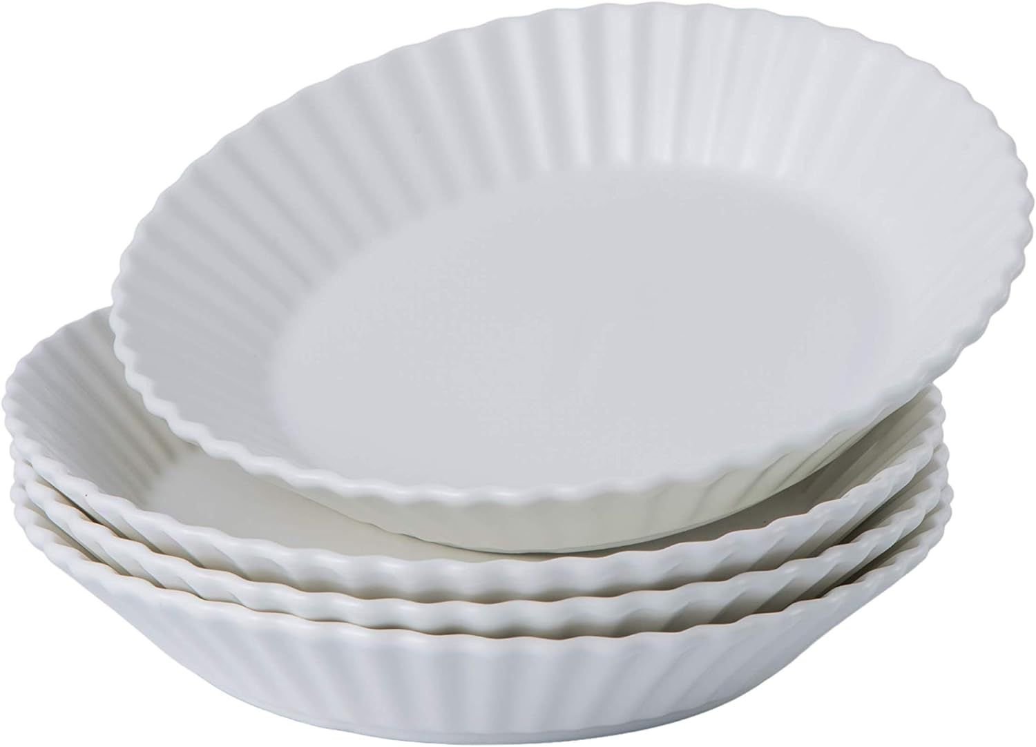 Dinner Plates Plate Set of 4 Elegant Matte 8" Round Ceramic Restaurant Serving Inner Fluted Desse... | Amazon (US)