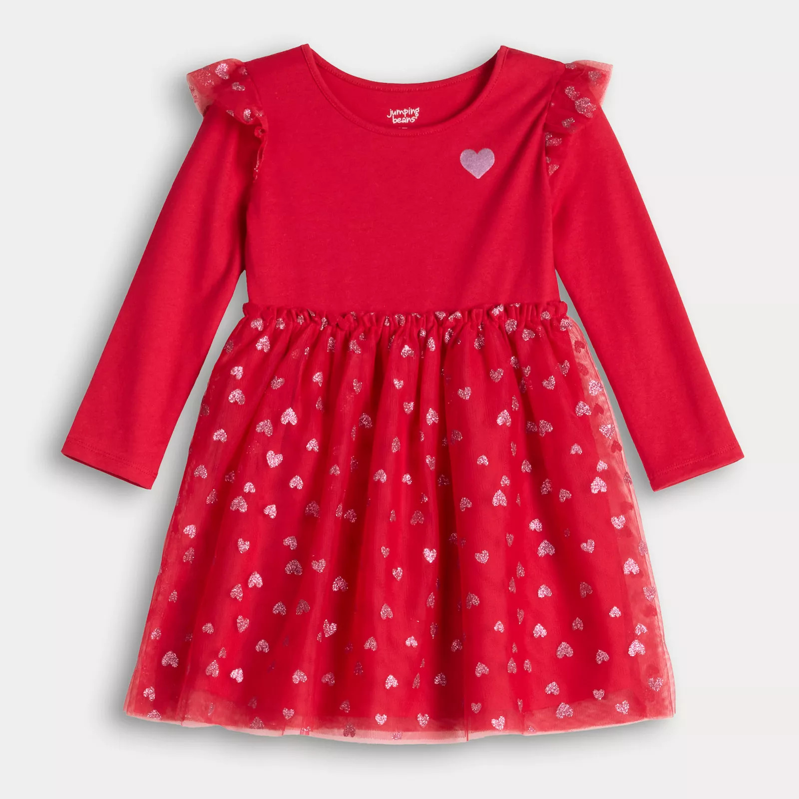Girls 4-12 Jumping Beans® Ruffle Sleeve Tutu Dress, Girl's, Size: 6, Red Simple Hearts | Kohl's