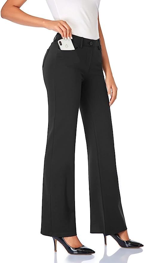 Tapata Women's 28"/30"/32"/34" Stretchy Bootcut Dress Pants with Pockets Tall, Petite Slacks for ... | Amazon (US)