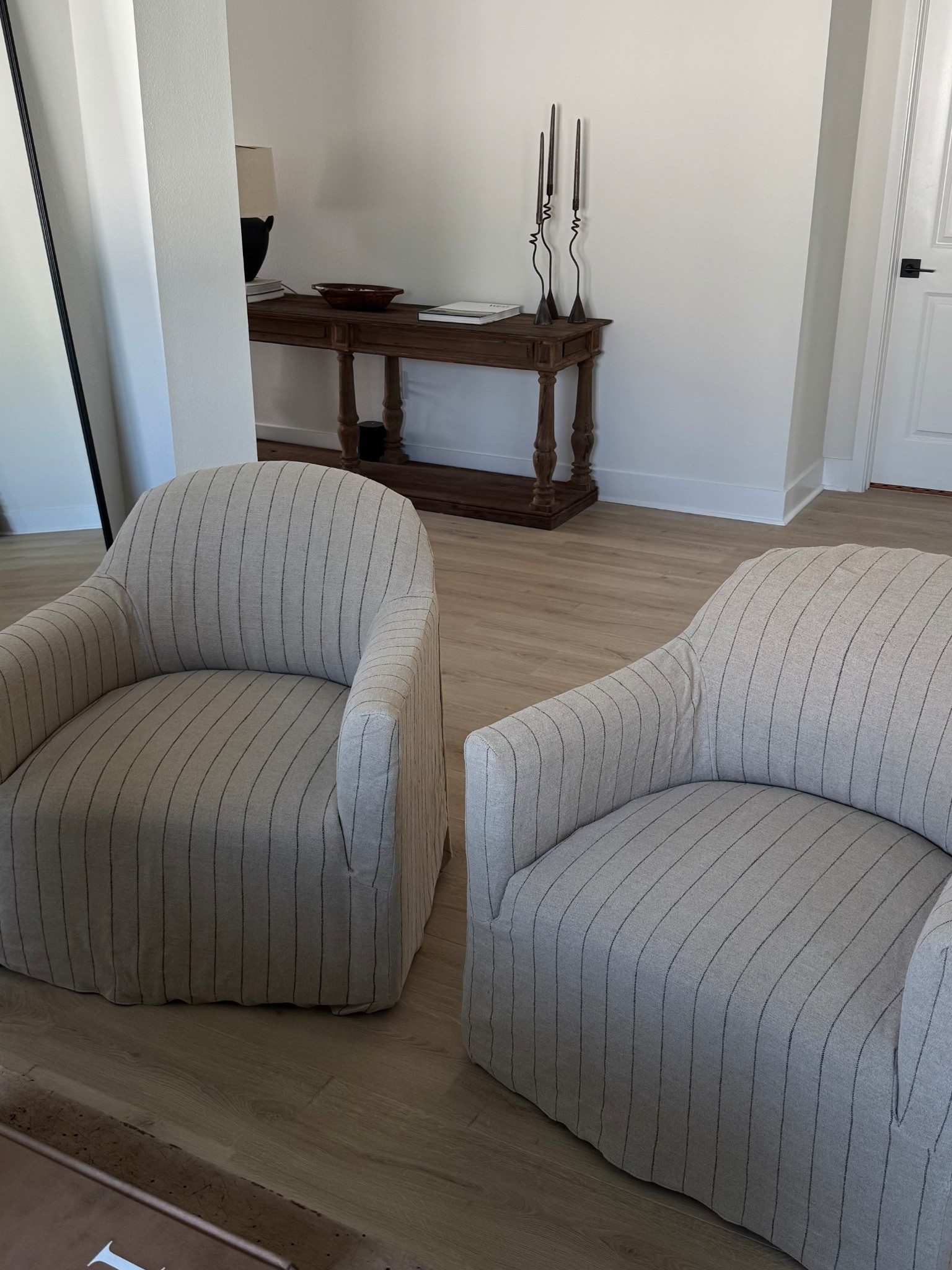 new stripe slipcover chairs from my office! 

#LTKHome