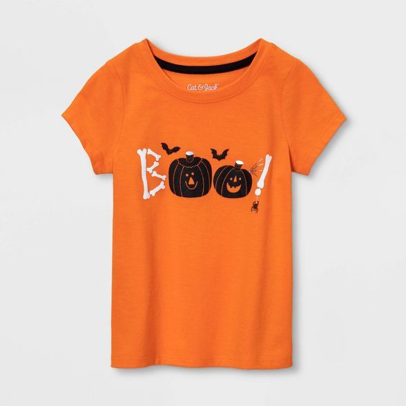 Toddler Girls' 'Boo' Short Sleeve T-Shirt - Cat & Jack™ Orange | Target