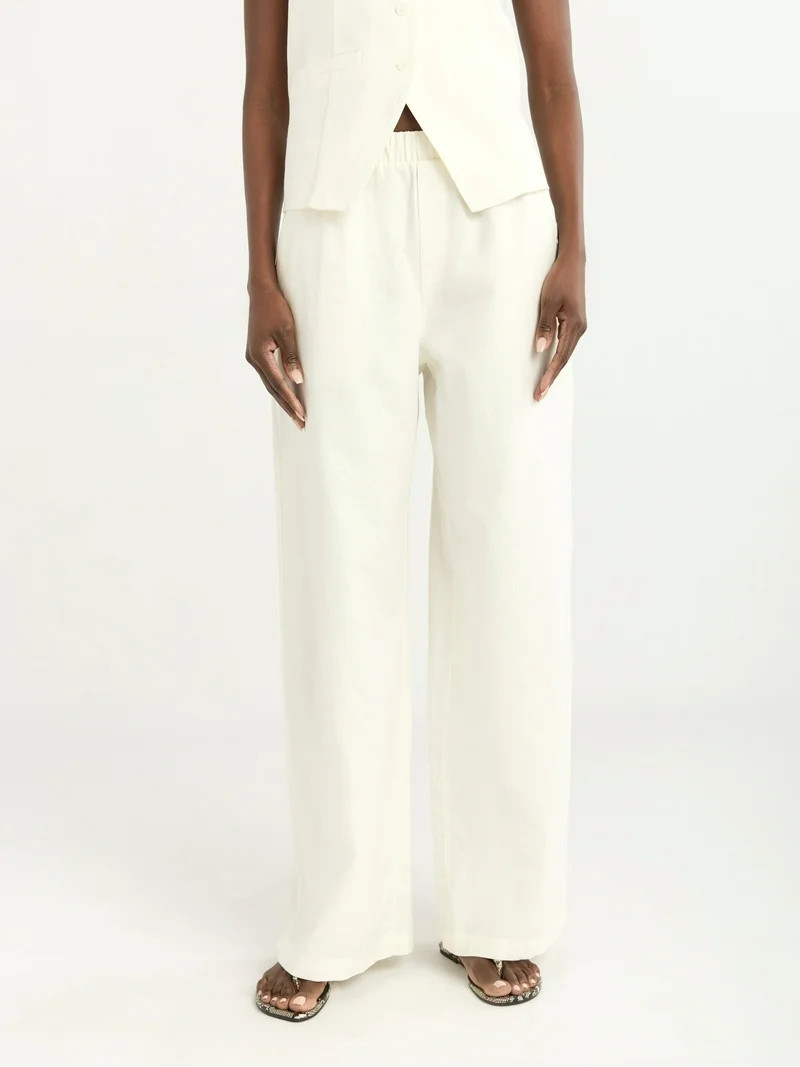 Scoop Women's Linen Blend Wide Leg Pants, 32" Inseam, Sizes XS-4X | Walmart (US)