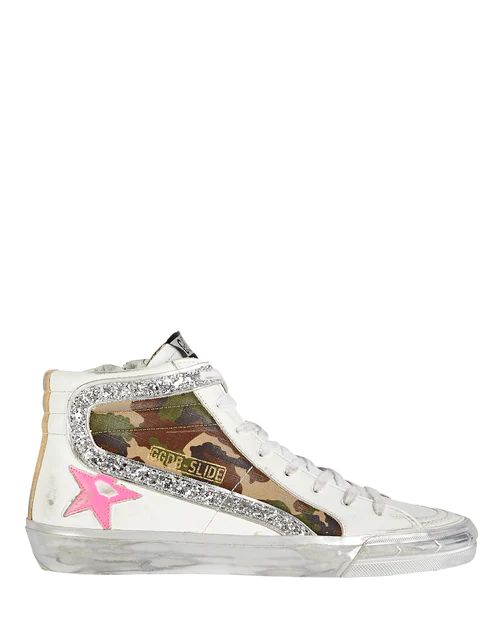 Golden Goose Slide Leather High-Top Sneakers | Shop Premium Outlets
