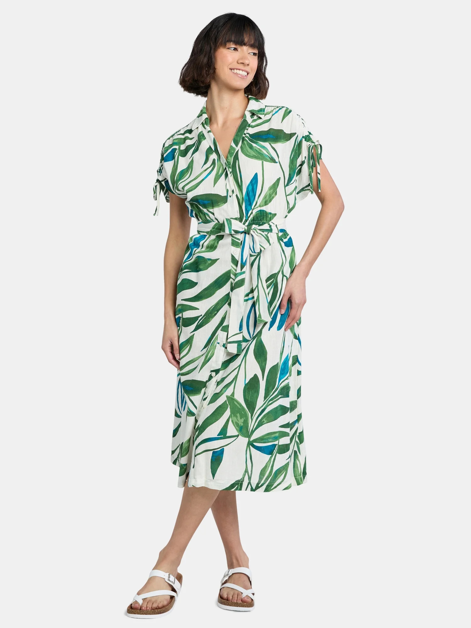 Time and Tru Women's and Women's Plus Midi Shirtdress, Sizes XS-4X | Walmart (US)