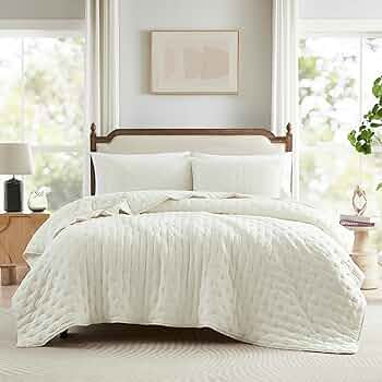 WDCOZY Ivory Cloud Quilt King Size Bedding Set with Pillow Sham, Cream White Puffy Cozy Lightweig... | Amazon (US)