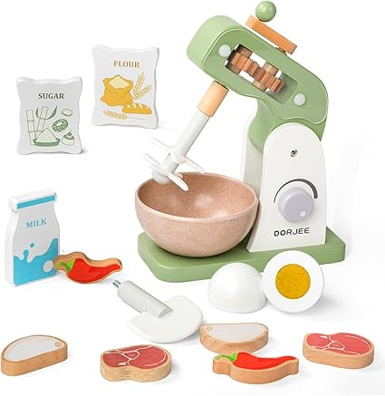 Dorjee Wooden Mixer Set, Mixer Sets for Kids Toddler, Toy Mixer Playset Play Kitchen Accessories ... | Amazon (US)
