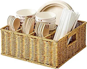 Utensil Holder for Party, Paper Plate Dispenser for Countertop, Silverware Caddy for Picnic, Cutl... | Amazon (US)