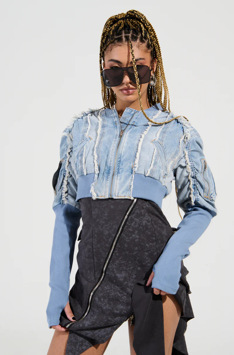 DARE TO BE DENIM CROPPED JACKET | AKIRA