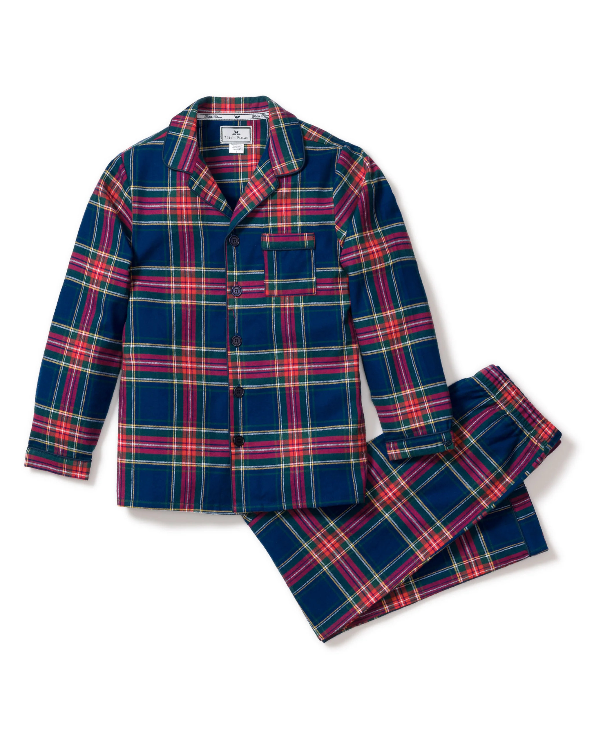 Kid's Brushed Twill Pajama Set in Windsor Tartan | Petite Plume