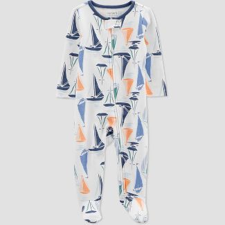 Carter's Just One You®️ Baby Boys' Sailboat Footed Pajama - Blue/White | Target