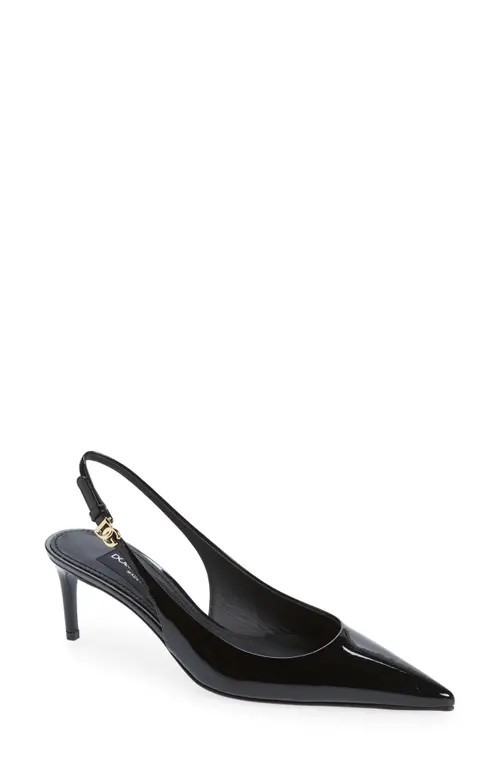 Dolce&Gabbana Lollo Patent Leather Slingback Pump in Black at Nordstrom, Size 11Us | Nordstrom