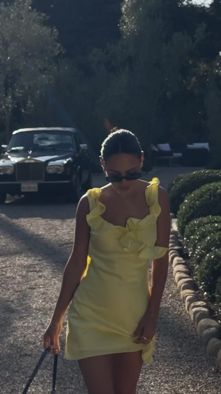 garden wedding guest house of cb yellow ruffle mini dress, black oval glasses eye buy direct, fendi bag #eyebuydirect #sunnies #weddingguest #yellowdress

#LTKparties #LTKstyletip #LTKwedding