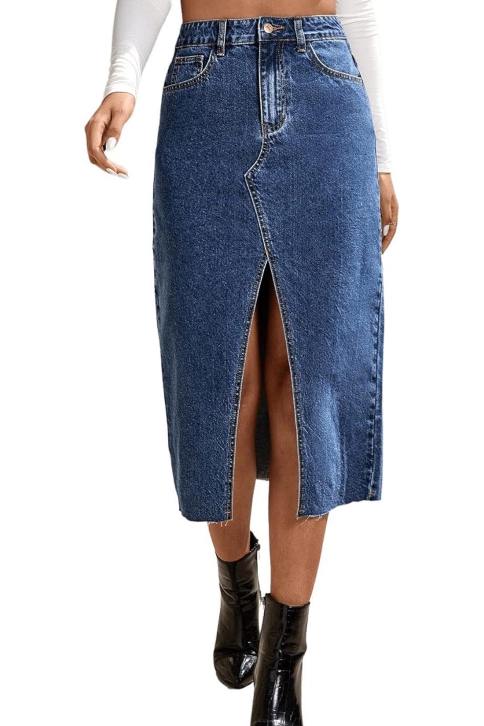 Denim skirts with slits! 

#LTKFindsUnder50 #LTKStyleTip #LTKBeauty