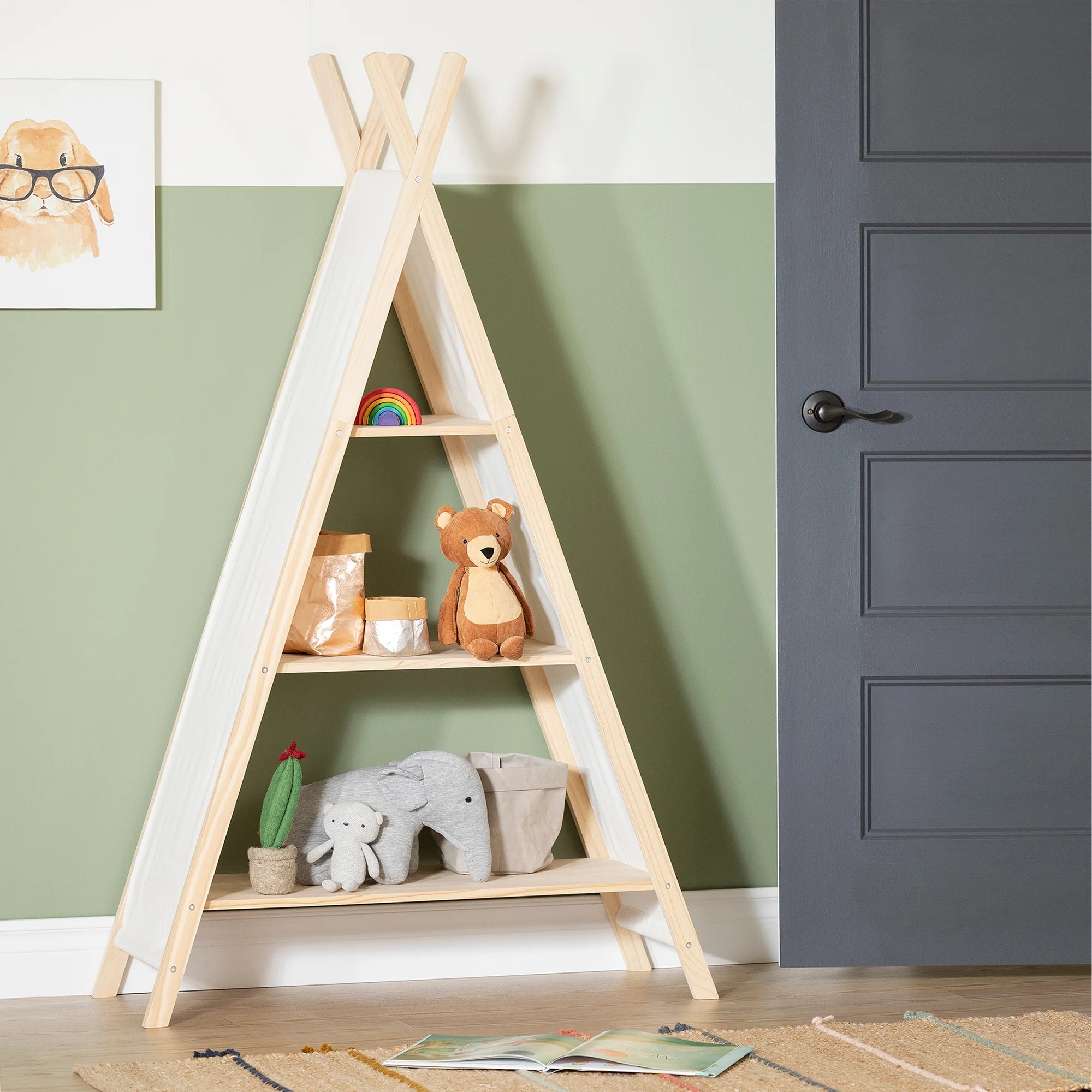 South Shore Sweedi Natural Cotton and Pine Teepee Shelving Unit - Walmart.com | Walmart (US)