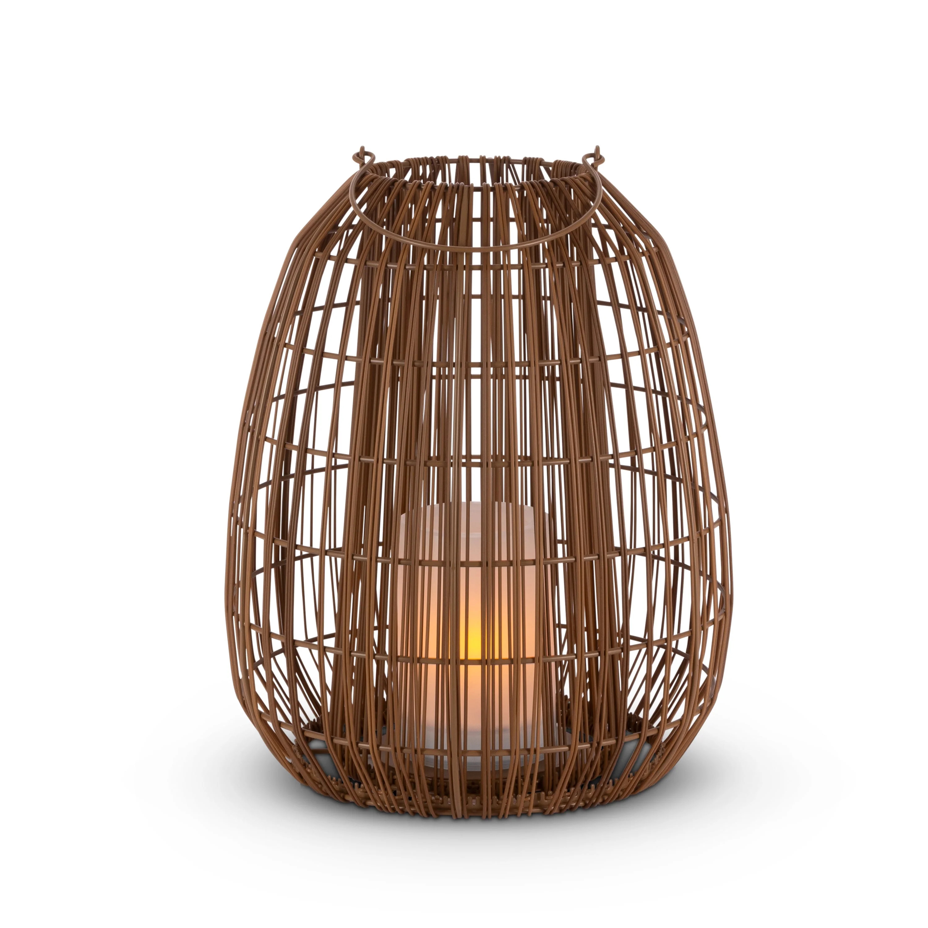 15.67 Inch Outdoor Solar Dual Weaving Rattan Look Lantern | Walmart (US)