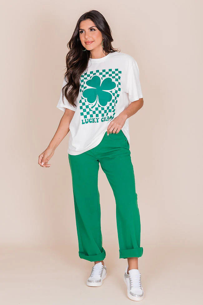 Lucky Charm White Oversized Tee | Pink Lily