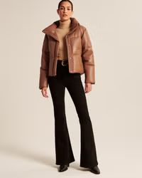 Women's A&F Vegan Leather Mini Puffer | Women's Coats & Jackets | Abercrombie.com | Abercrombie & Fitch (US)