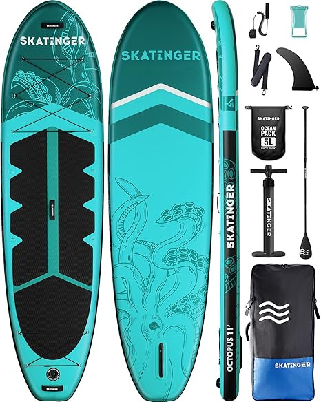 Skatinger 11'x34'' Extra Wide Inflatable Paddle Board, Up to 420lbsPaddle Boards for Adults, Stab... | Amazon (US)