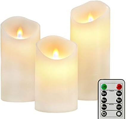Flameless Flicker Moving Candles 3 Inch Diameter 5 6 7 Inch Tall, Silverstro Unique Blue Flame Co... | Amazon (US)