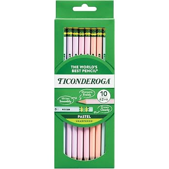 Ticonderoga® Pastel Pencils, 2 Soft, Assorted Colors, Pack Of 10 Pencils | Amazon (US)